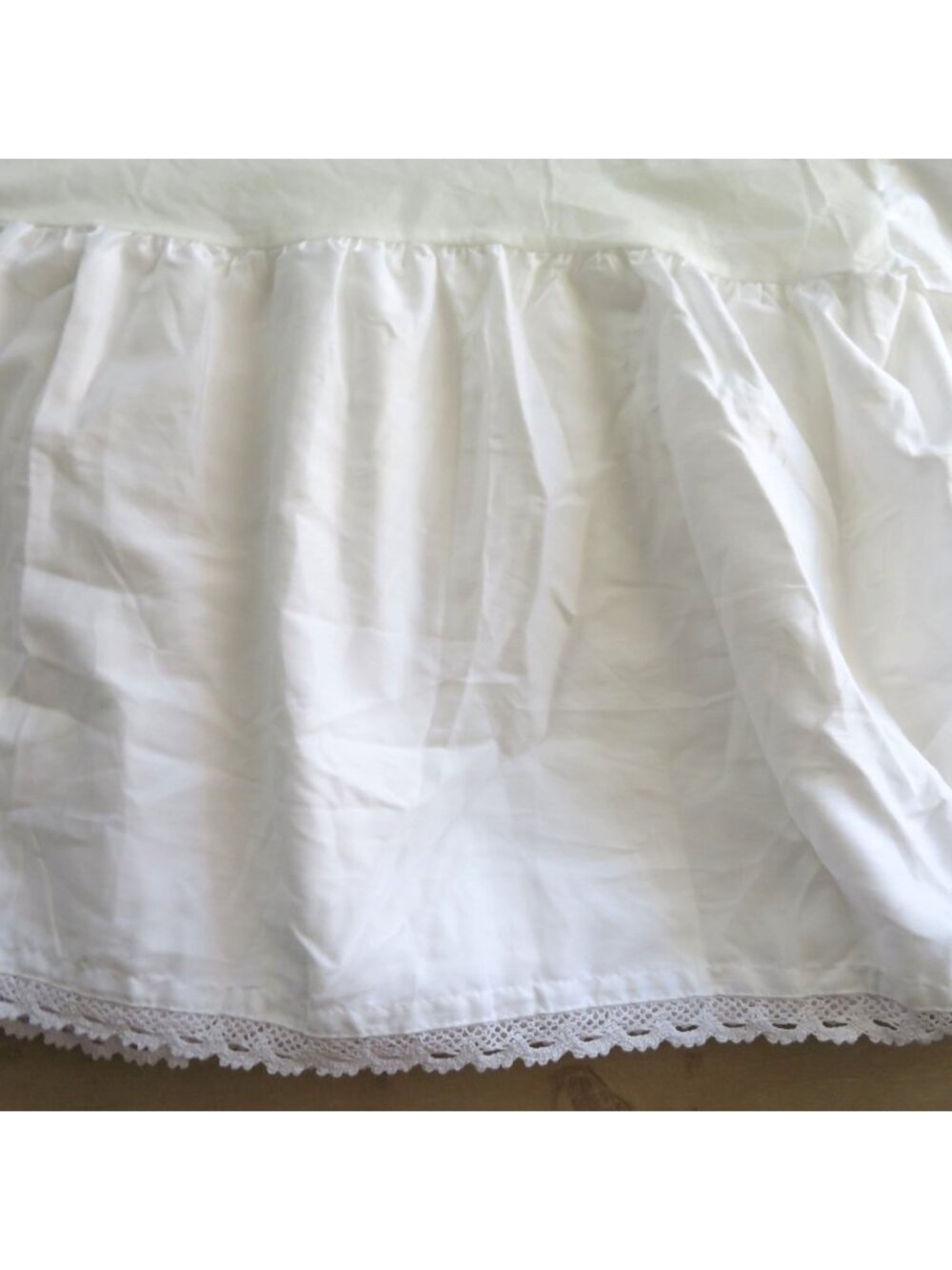 Laura Ashley White Queen Size Bedskirt Lace Trim 15" Drop Cotton Cottagecore